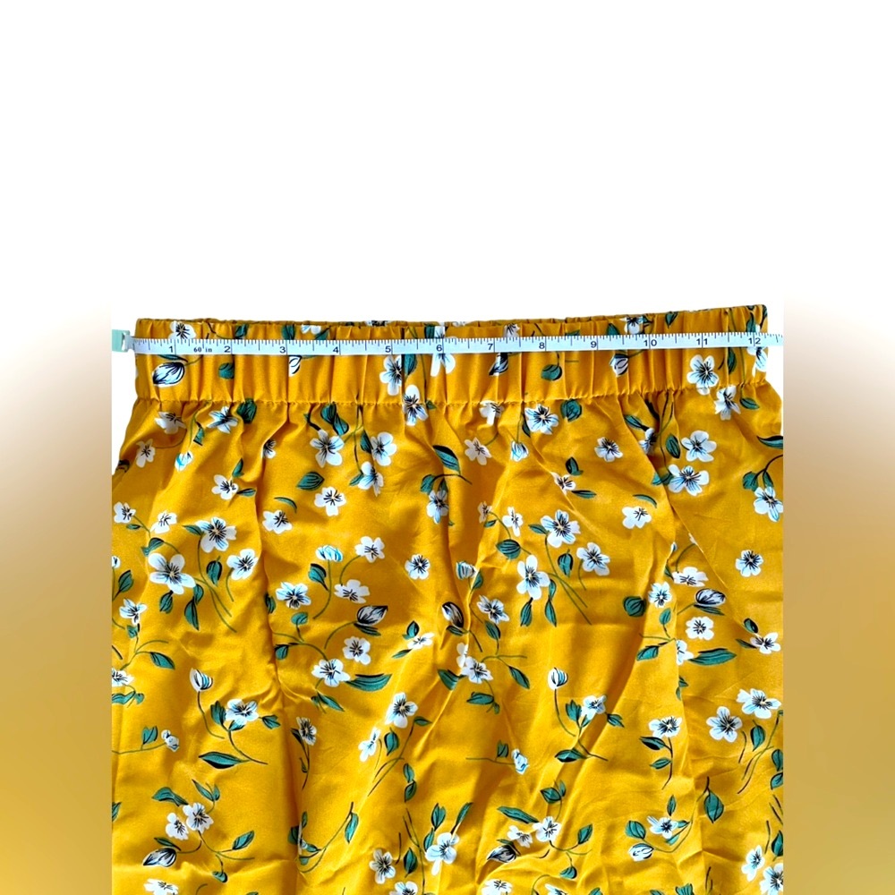 Woman’s Floral Yellow Maxi Skirt White Flowers - Picture 10 of 10